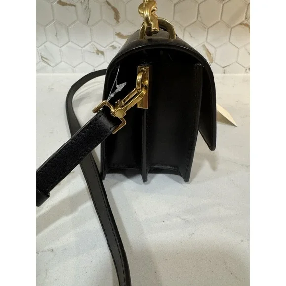 Ted Baker London SSLOANE  Black Leather Gold Top Handle Bag Padlock Charm - Picture 6 of 9